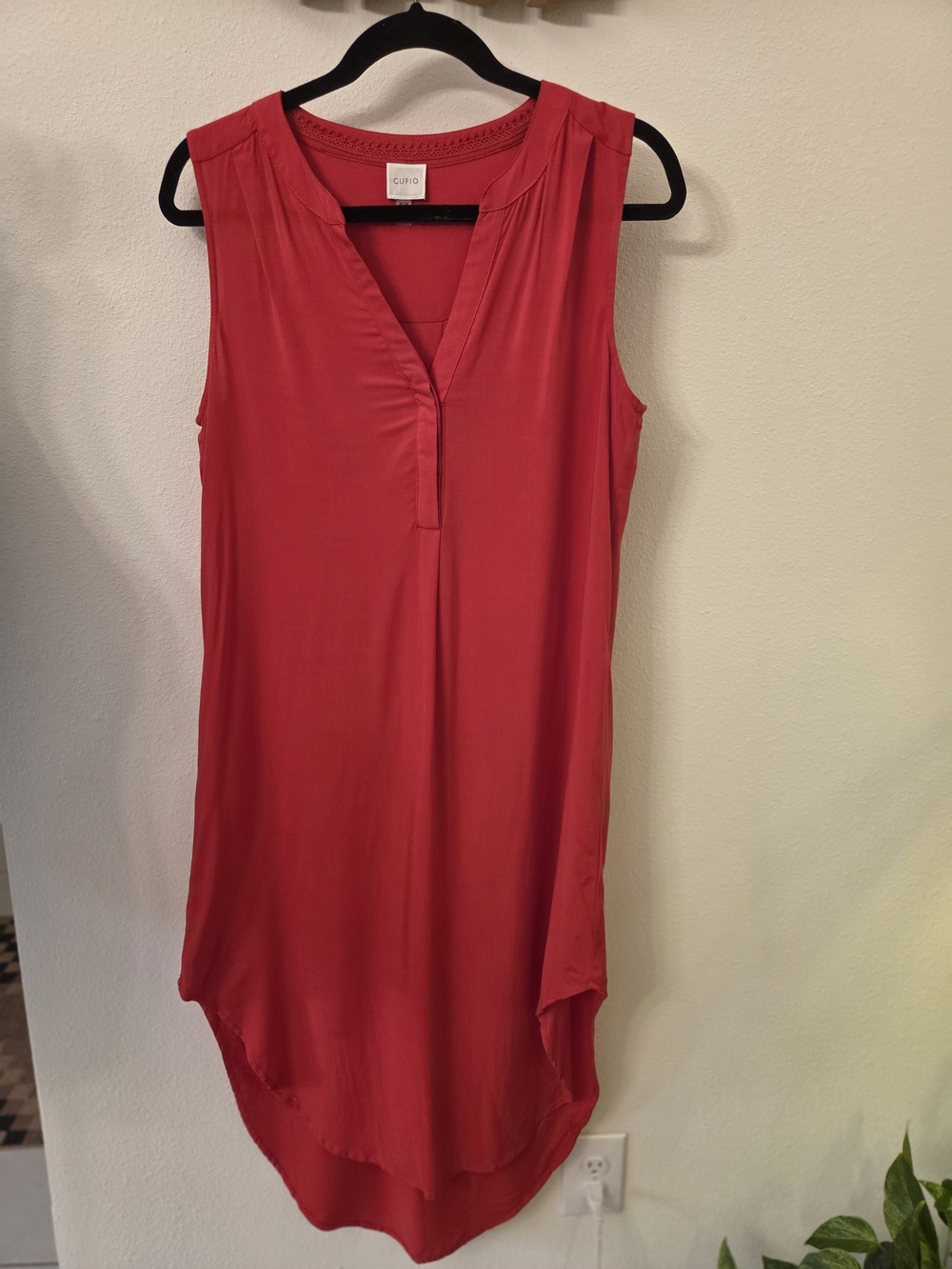 Sleeveless V-Neck Red Midi Dress by - Picture 2 of 5
